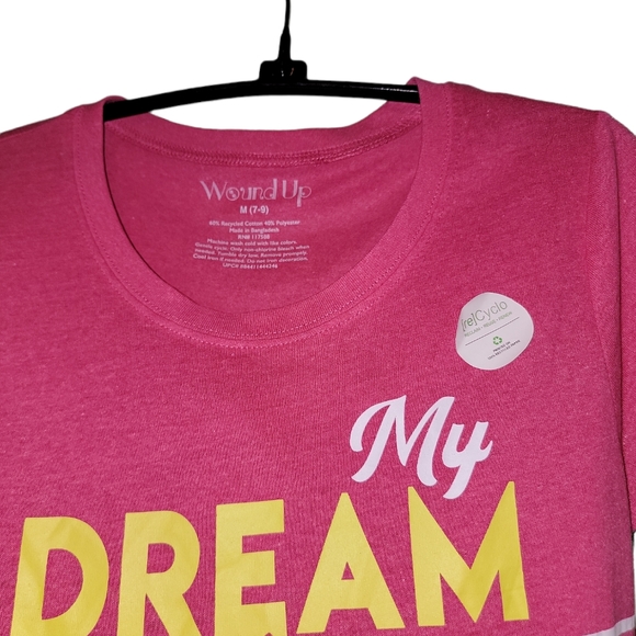 NWT Wound Up "My Dream Job" Pink Short Sleeve Graphic T-Shirt Sz Medium - Picture 3 of 4